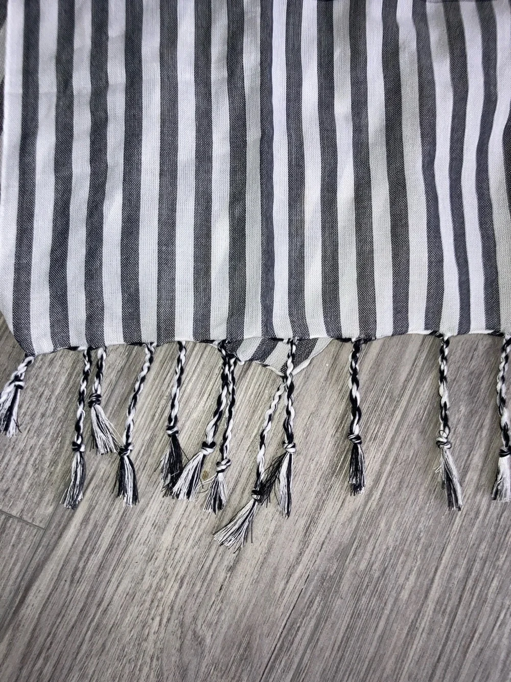 Krama Cambodian Scarf Black White Checkered Stripes Unisex 59 x 18 inches